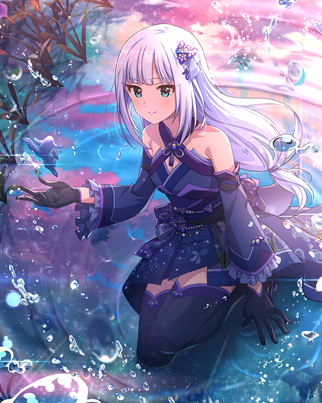 瑠璃色金魚と花菖蒲 白石紬