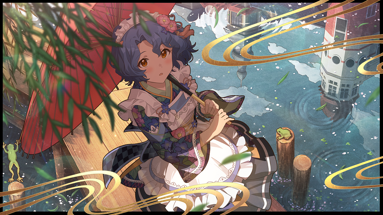 柳に揺らぐ水の道 豊川風花